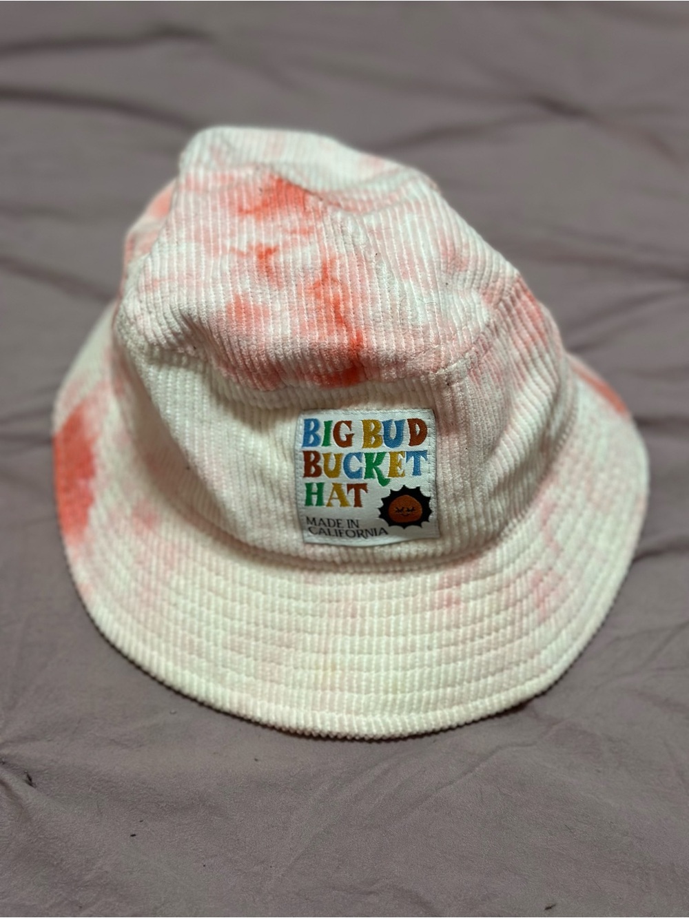 Big Bud Press Tie-Dye Pink & White Corduroy Bucket Hat RARE